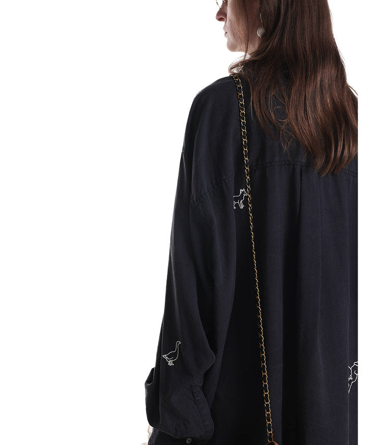 Country-Style Embroidered Casual Shirt