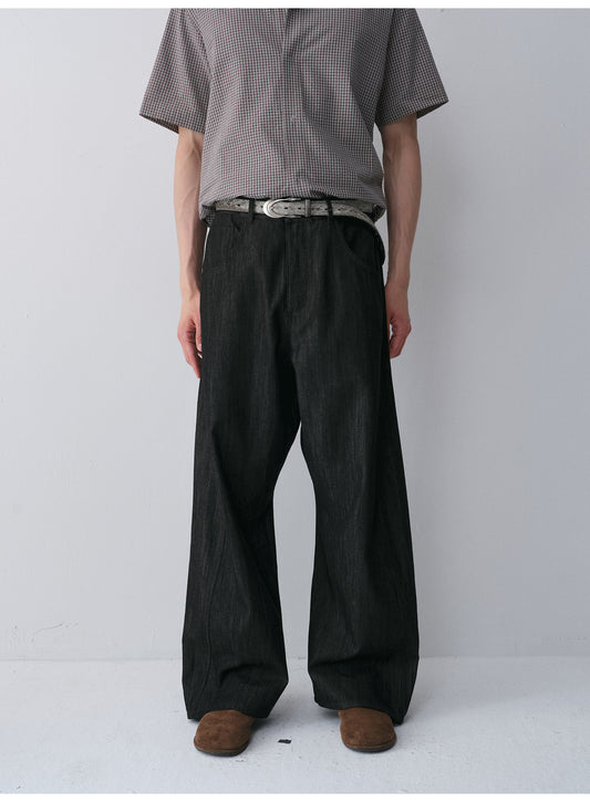 Wave-Cut Denim Pants