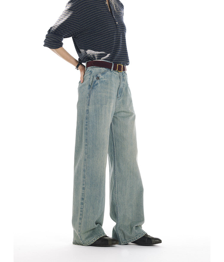 Whisker-Washed Denim Pants