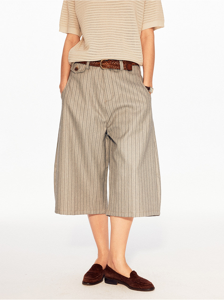 Striped Wide-Leg Shorts