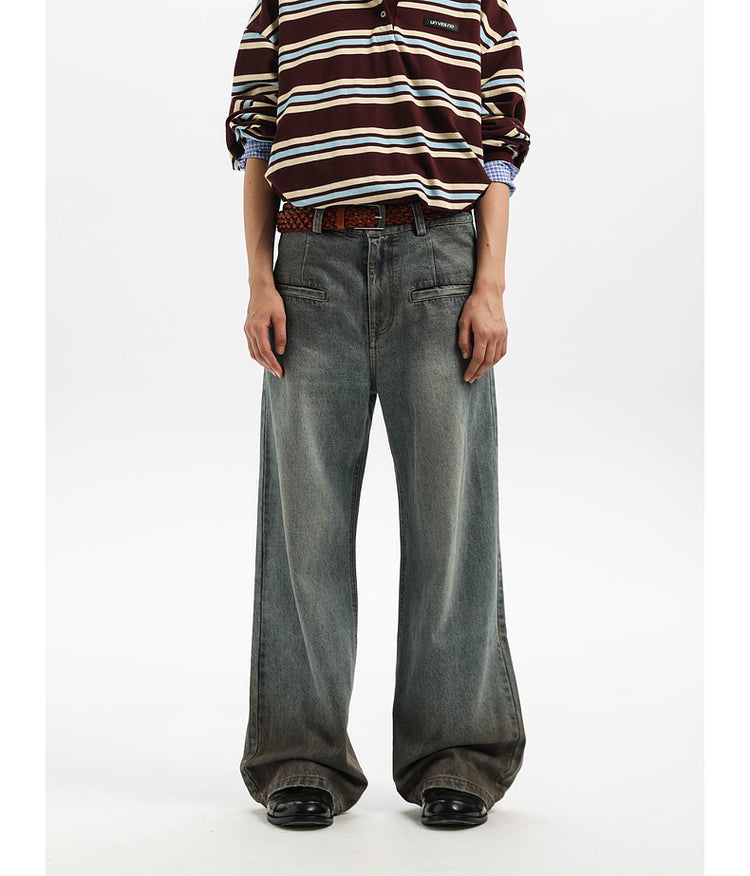 Gradient wash straight jeans