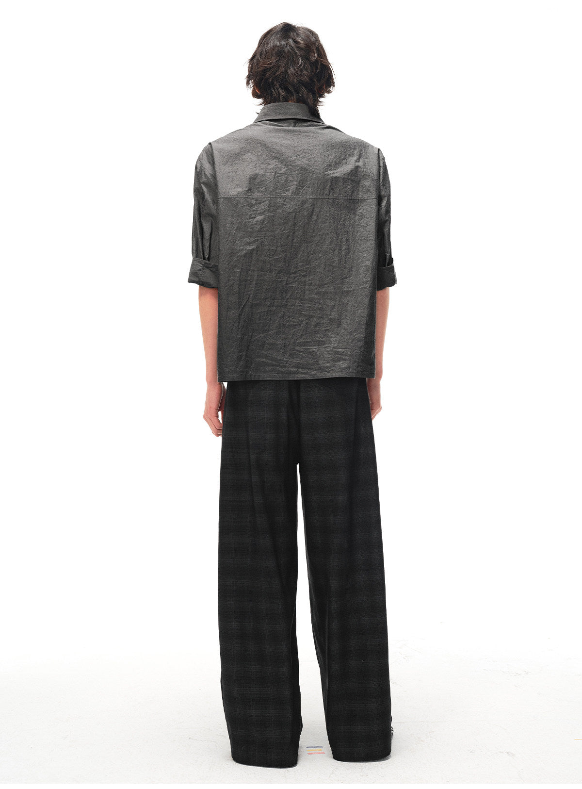 Drawstring Check Pattern Casual Pants