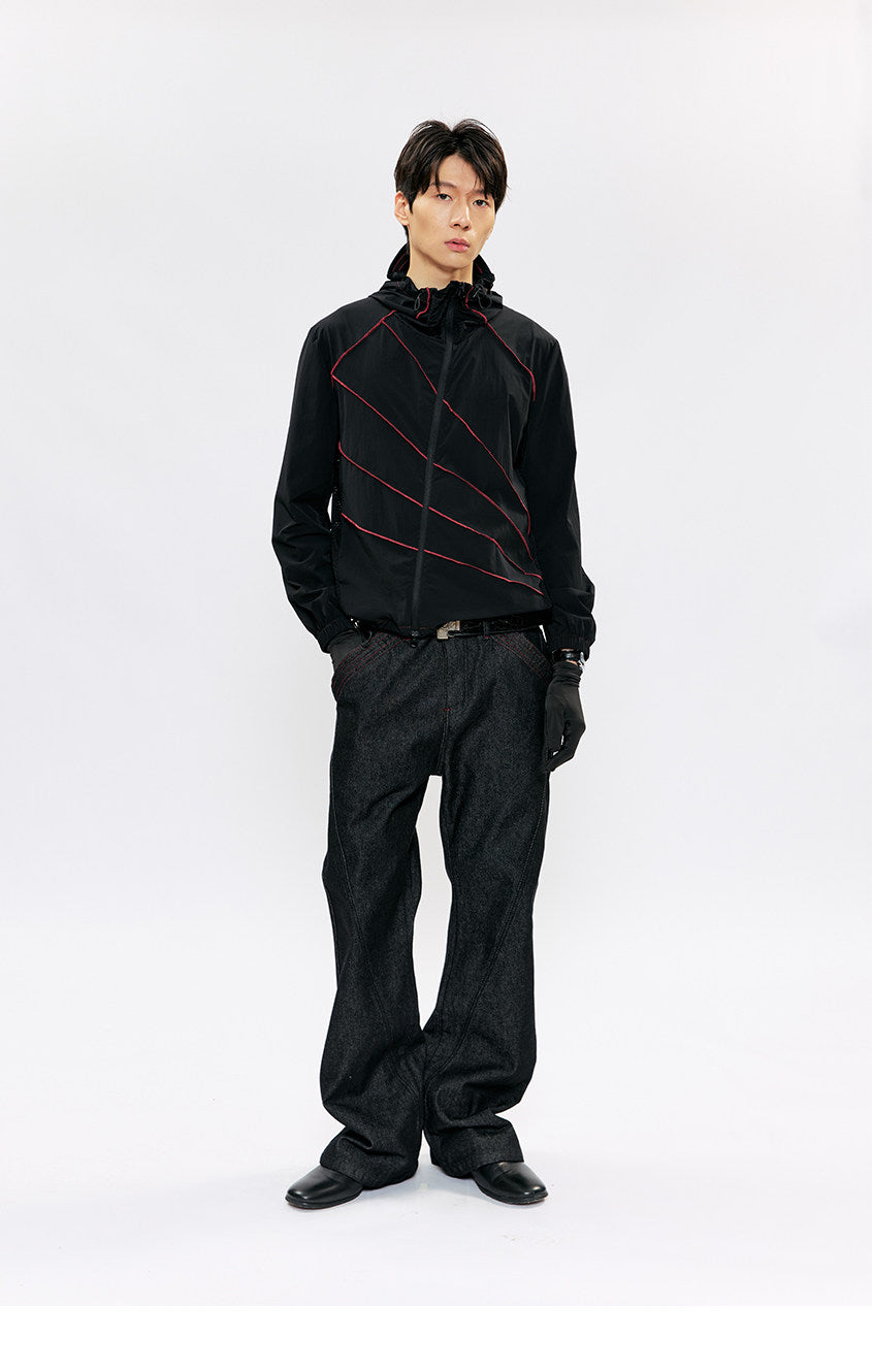 Diagonal-Zip Sunshade Jacket