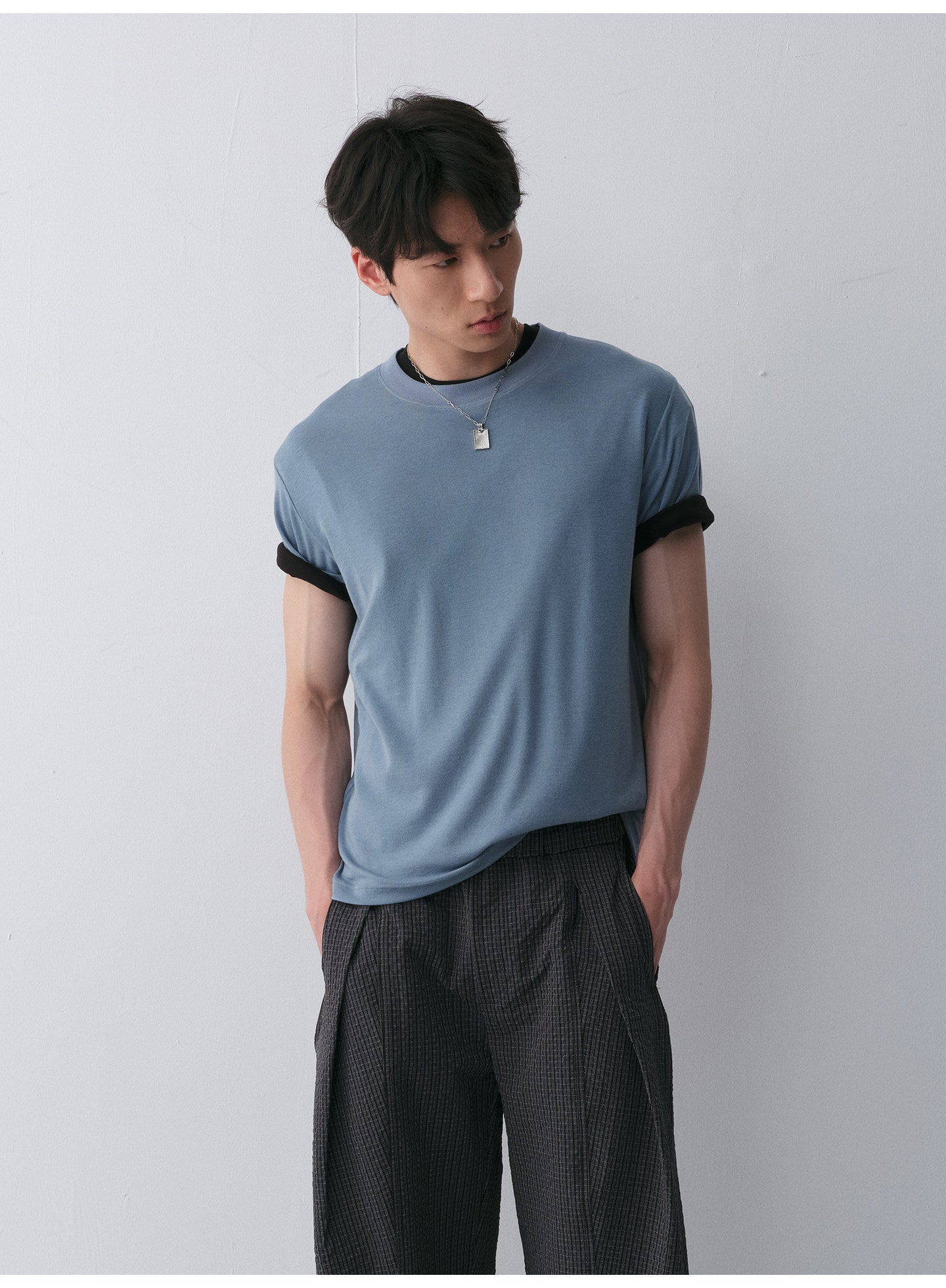 Tencel & Wool Blend Crew Neck T-Shirt