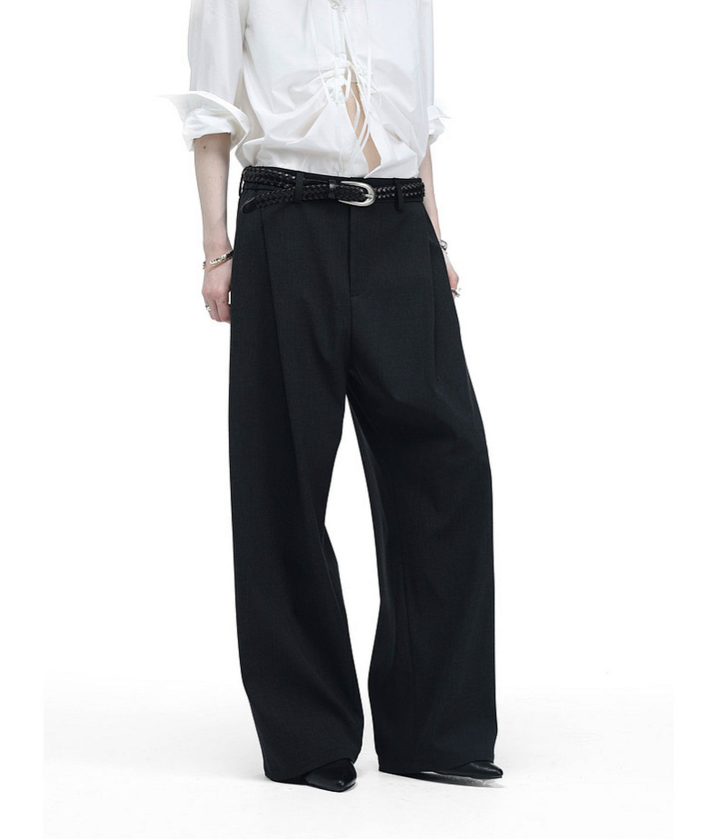 Vintage-Style Pleated Casual Pants