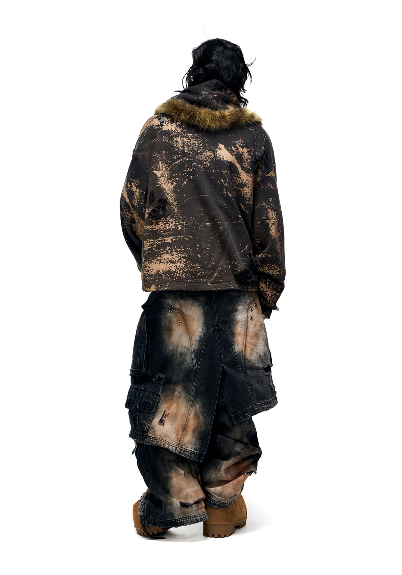 Printed Damaged Hoodie