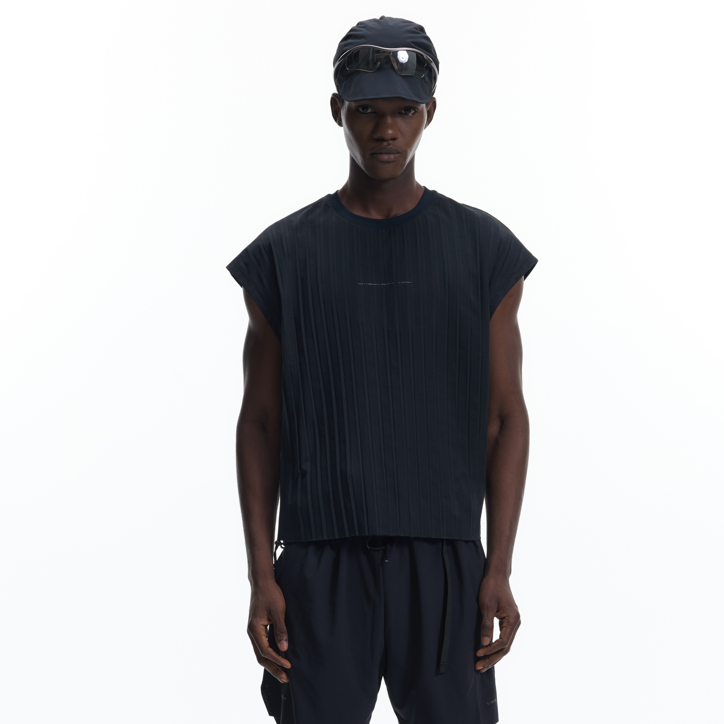 Drop-Shoulder Pleated T-Shirt