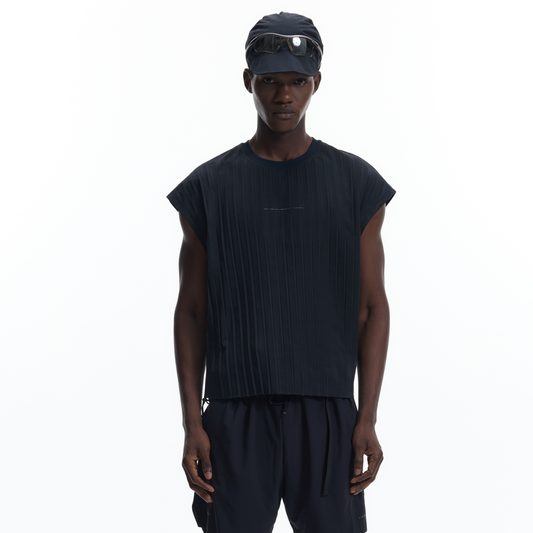 Drop-Shoulder Pleated T-Shirt