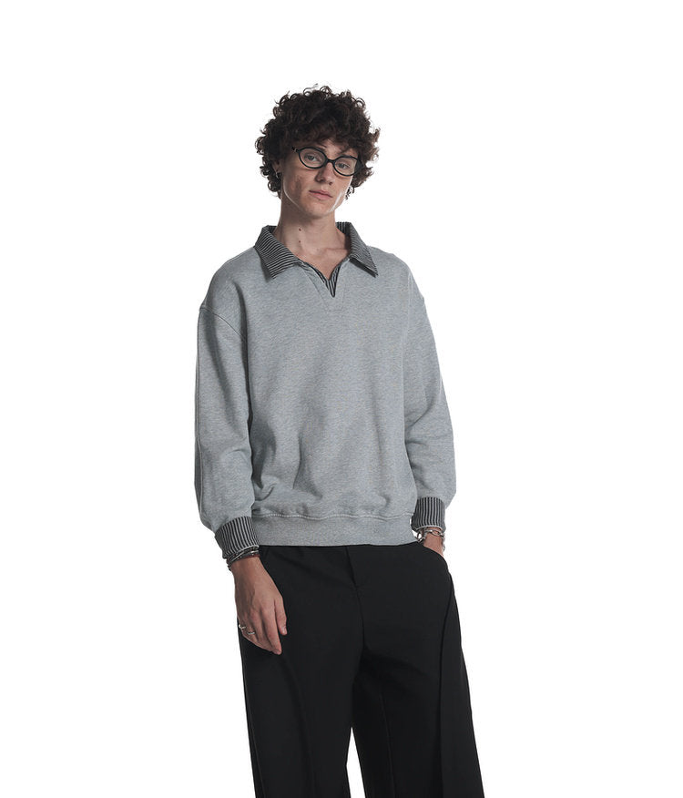 Fake Two-Piece V-Neck Sweatshirt