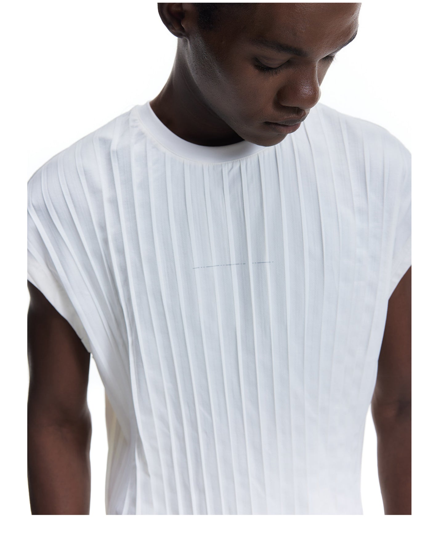 Drop-Shoulder Pleated T-Shirt