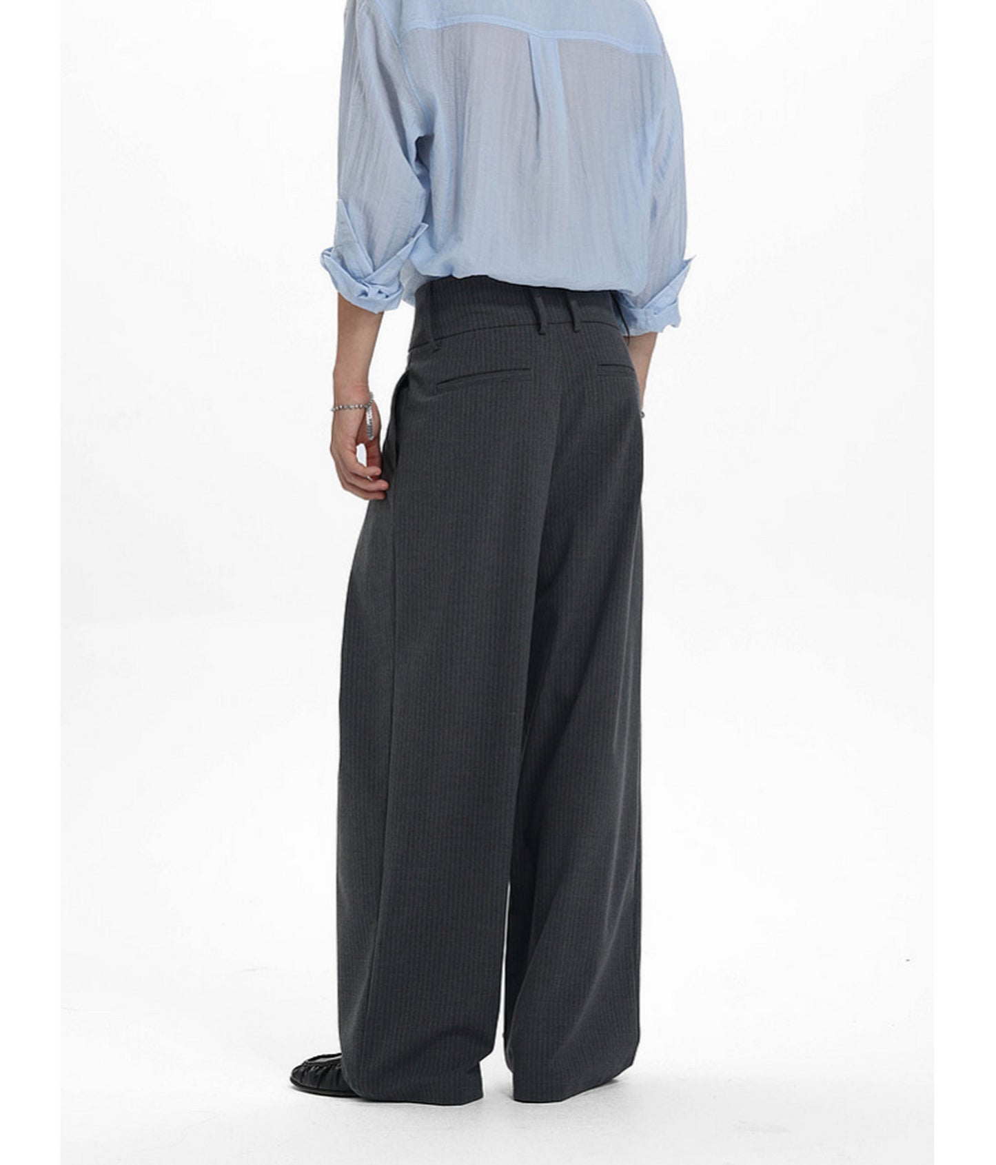 High-Waisted Double-Pleated Casual Pants