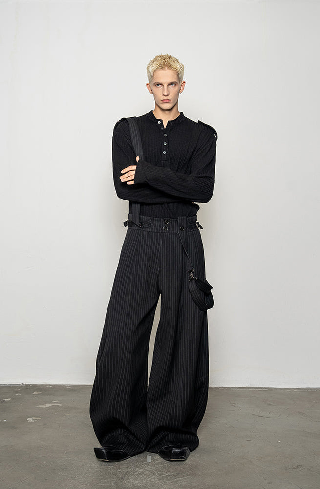 Detachable Stripe Casual Pants