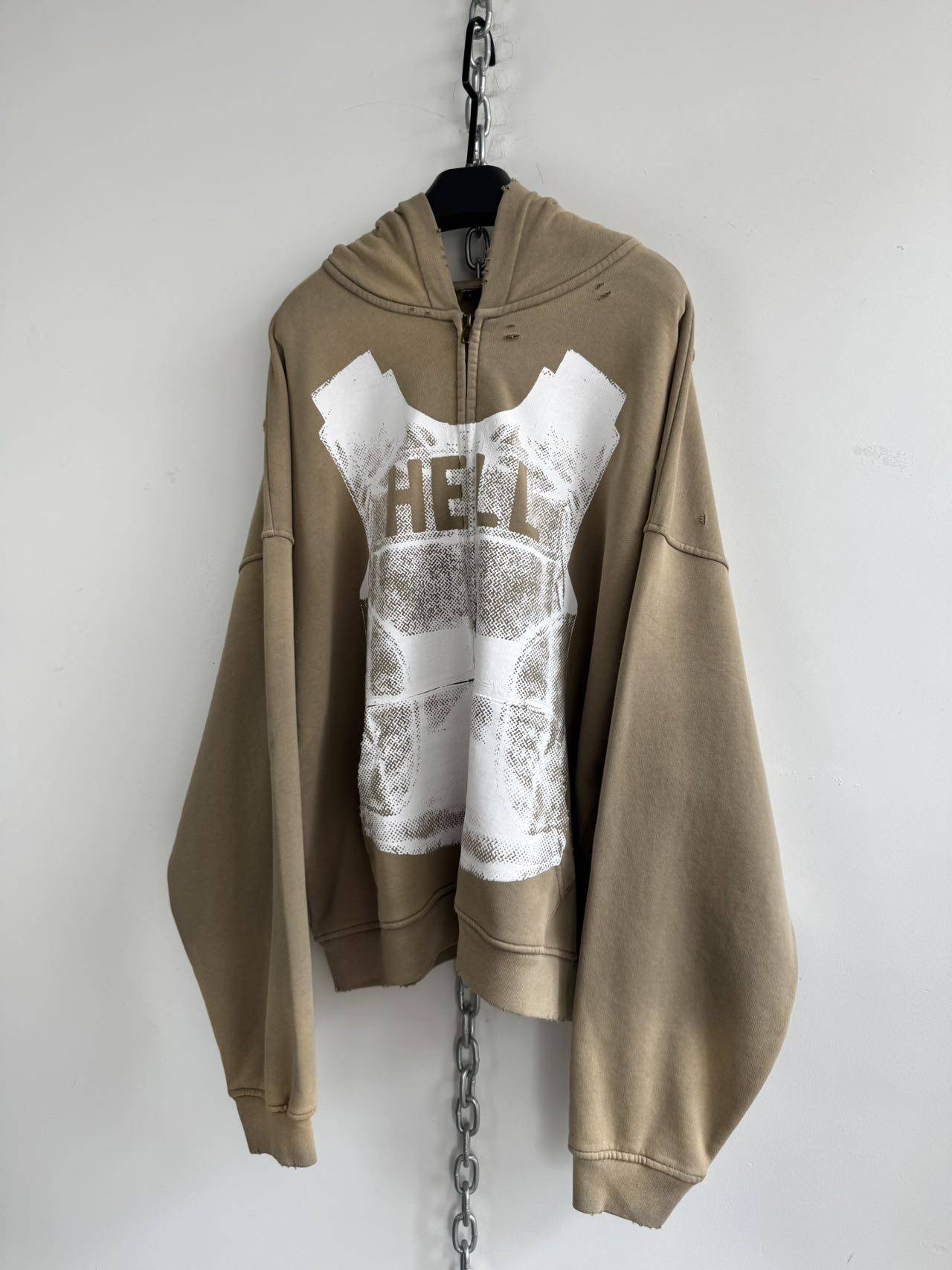 Distressed Zipper Sweatshirt