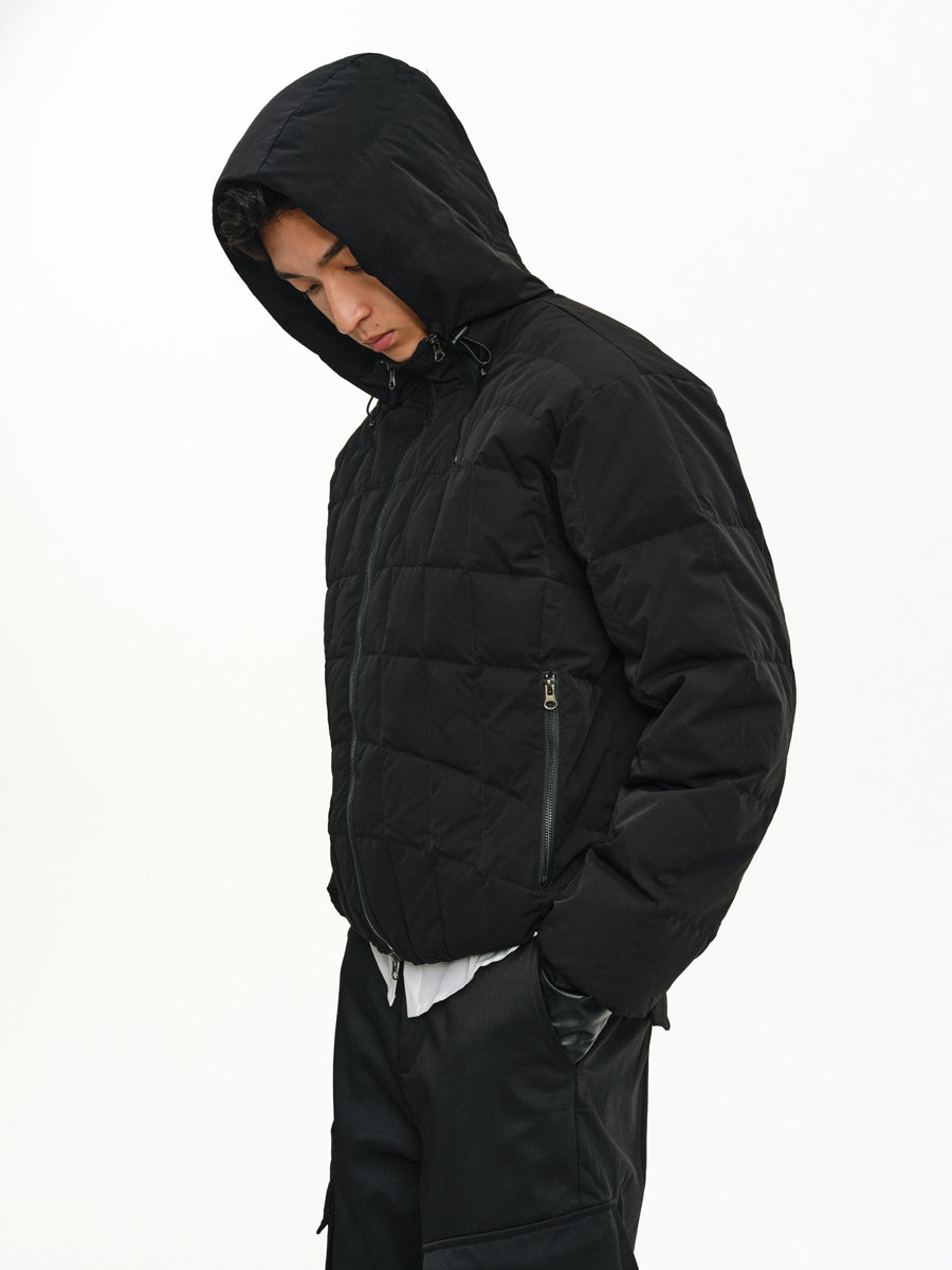 High-collar hooded down jacket