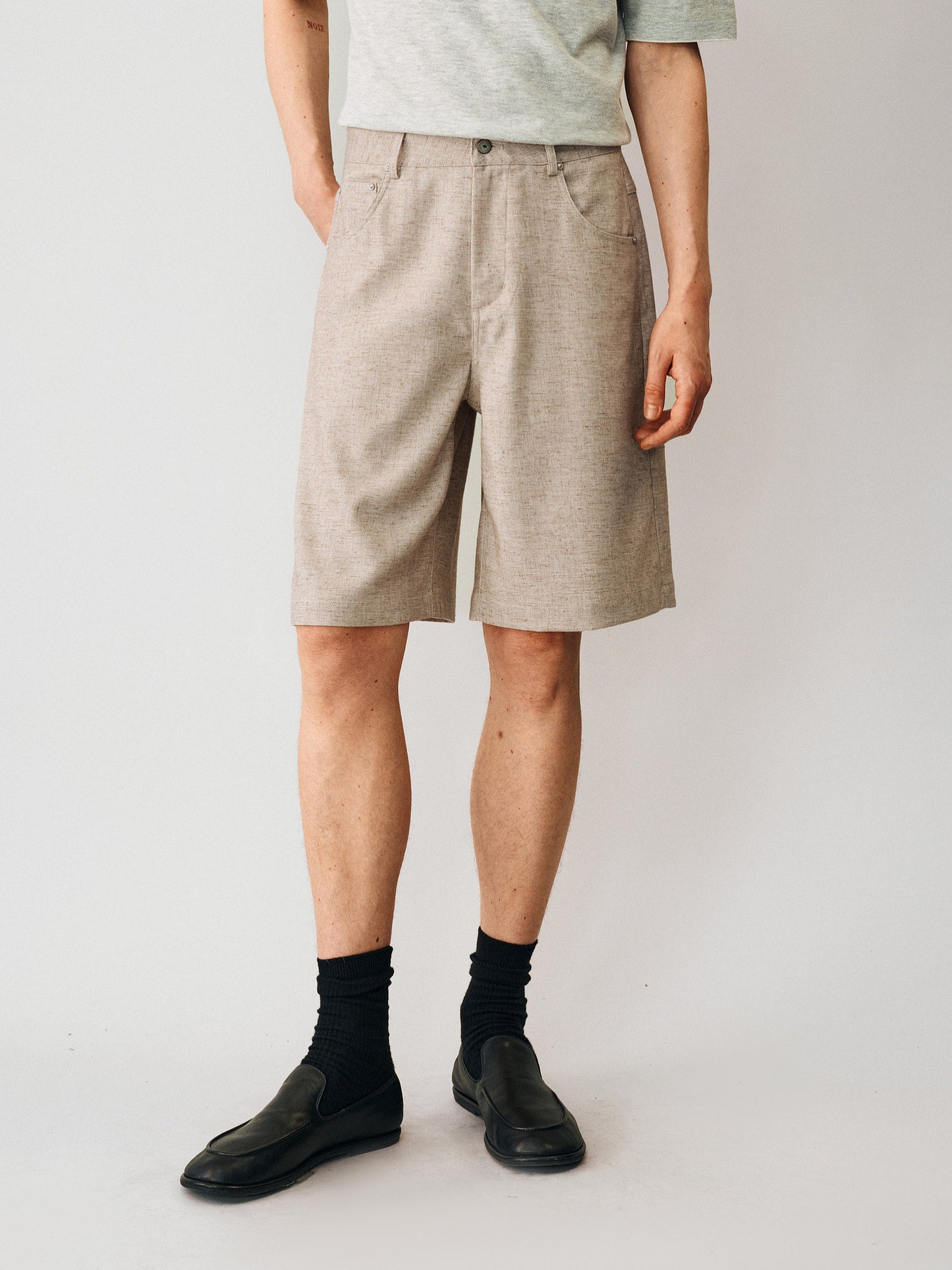 Linen-blend Casual Shorts