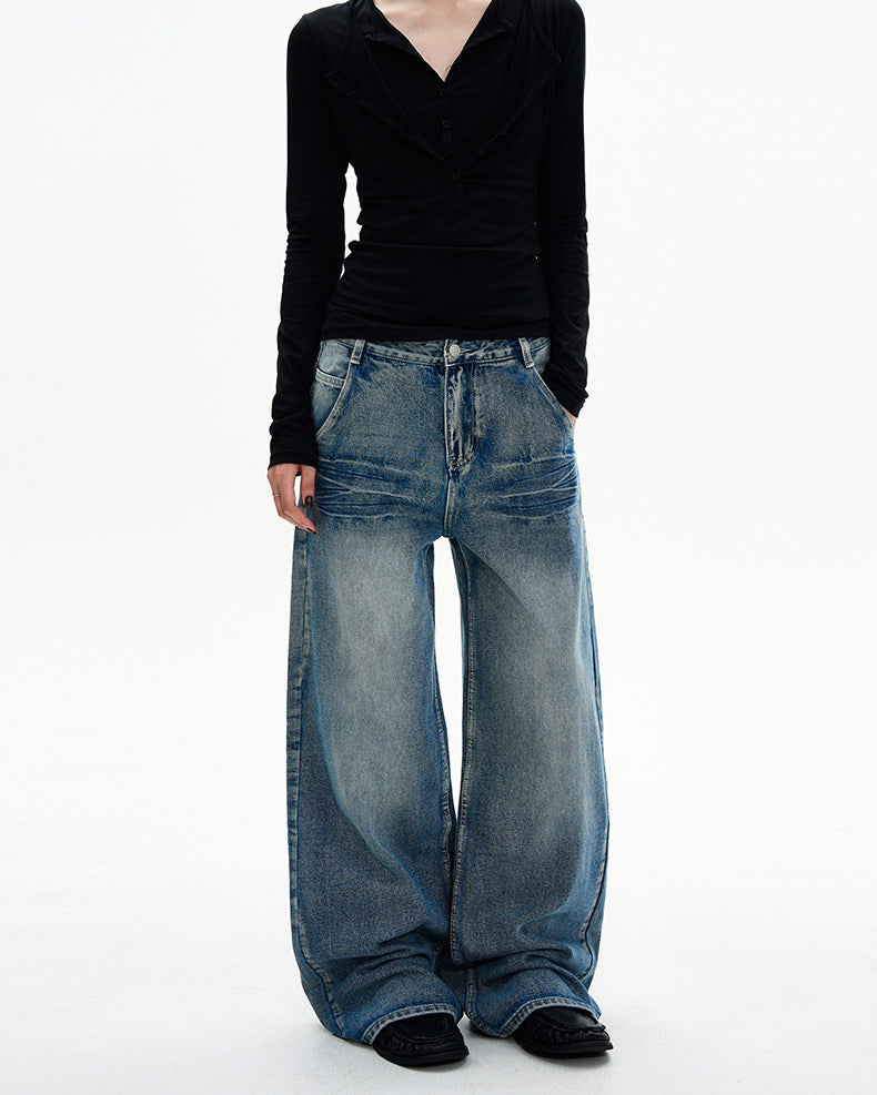 Unisex Crack-Washed Jeans