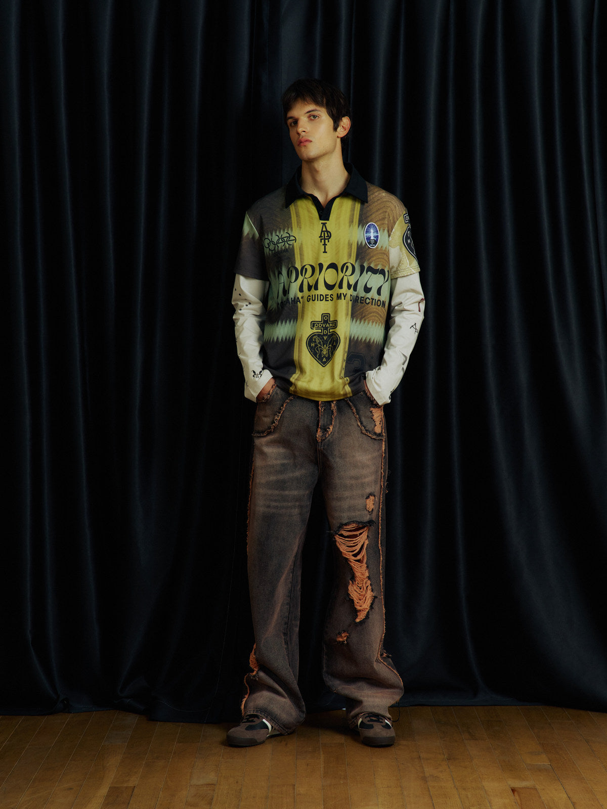 Hand-Distressed Cut Frayed Jeans