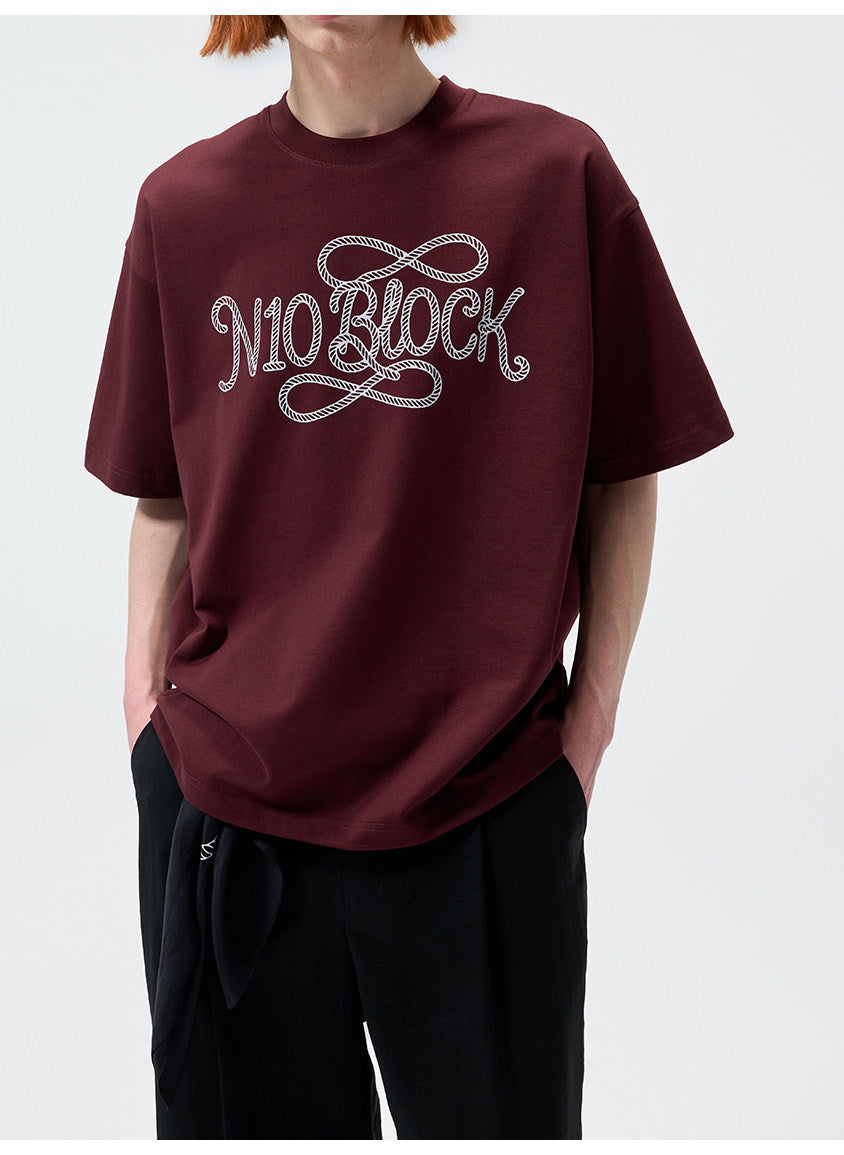 Water-Based Paste Print Crew Neck T-Shirt