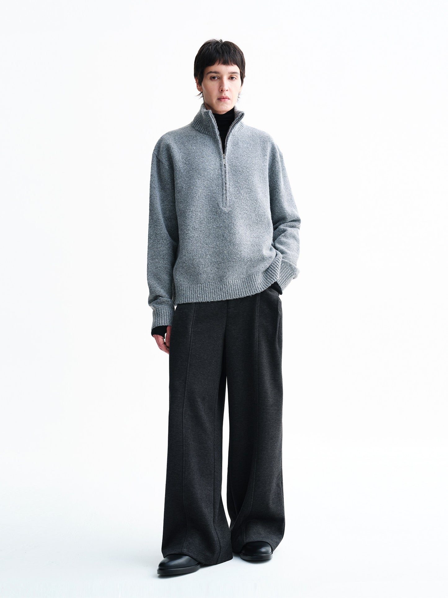 Half-Zip Stand Collar Pullover Sweater