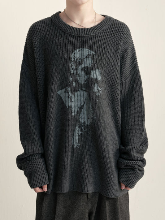 Loose-fit crew neck sweater