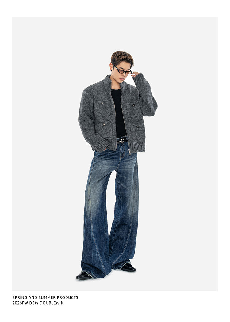 Heavyweight Sweater Jacket with Multiple Pockets
