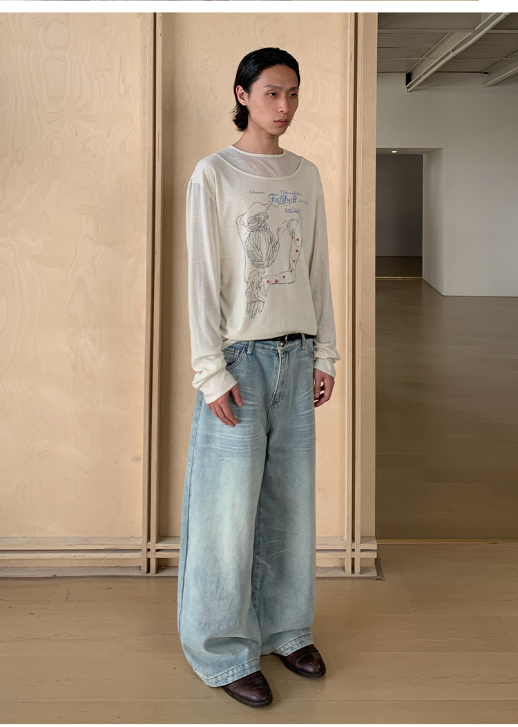 Double collar design T-shirt