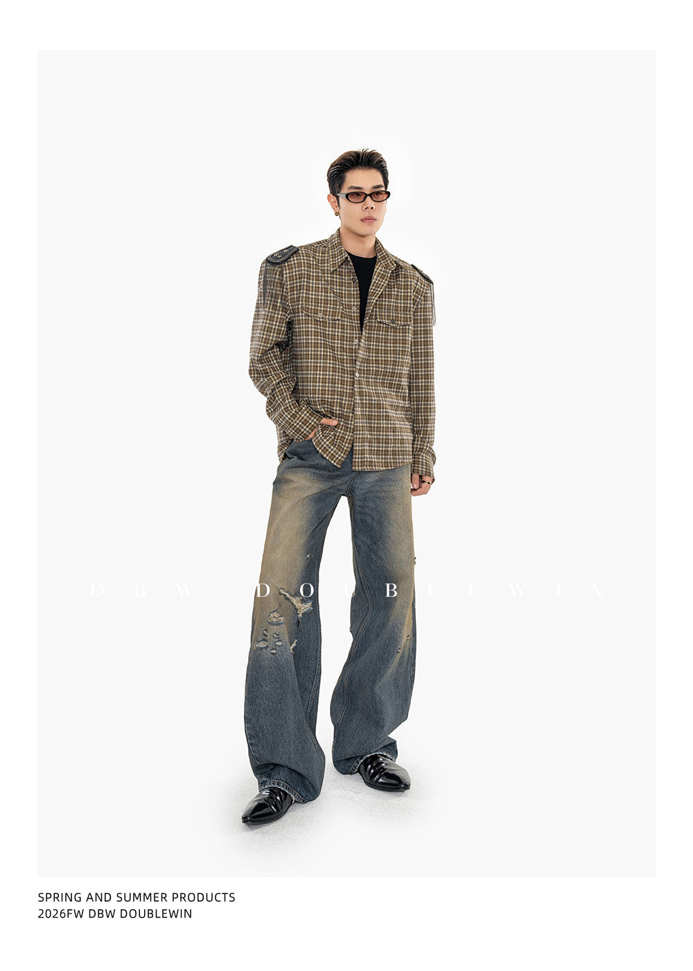 Retro Water-Washed Distressed Denim Pants
