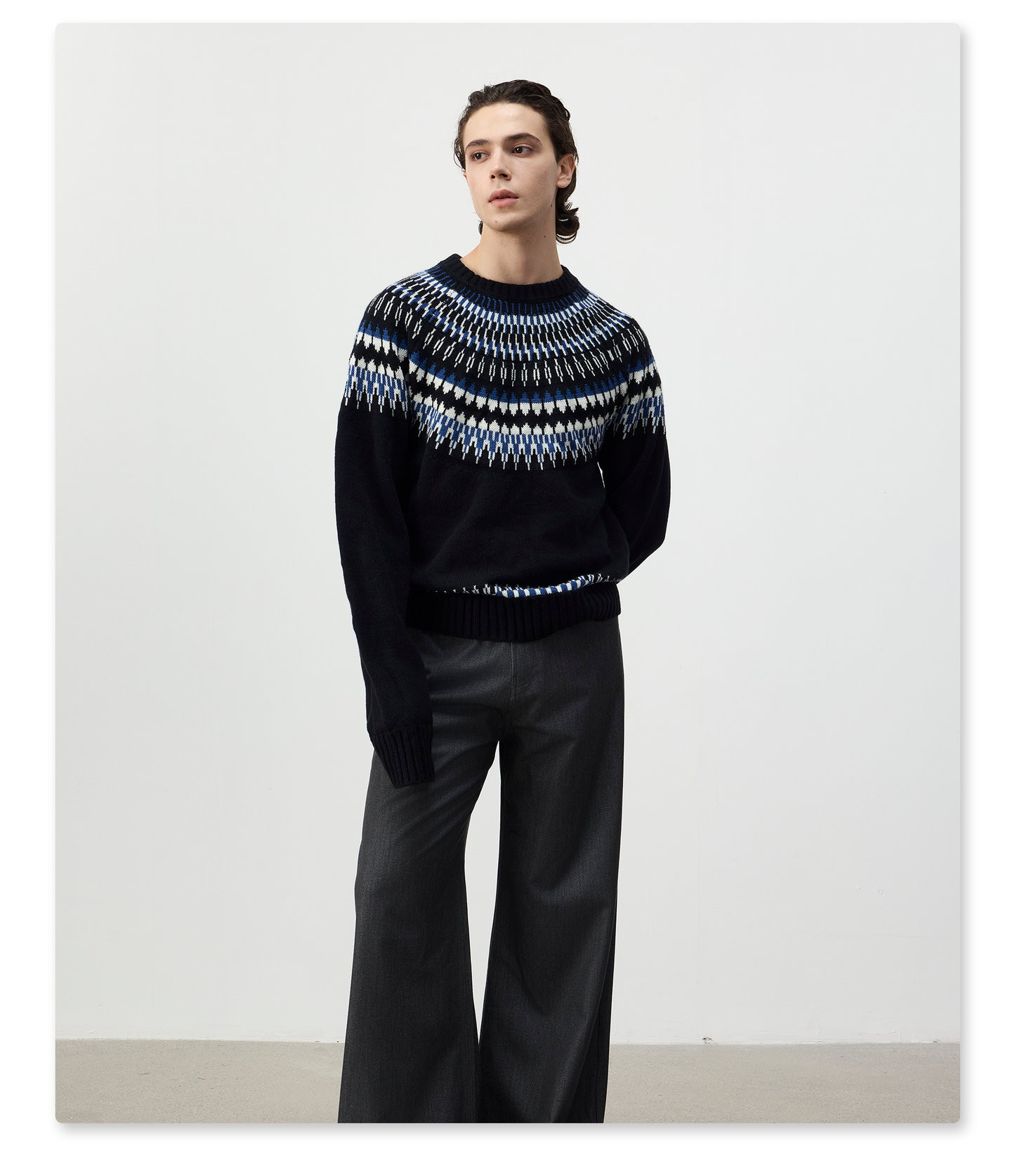 Wool Blend Crew Neck Sweater