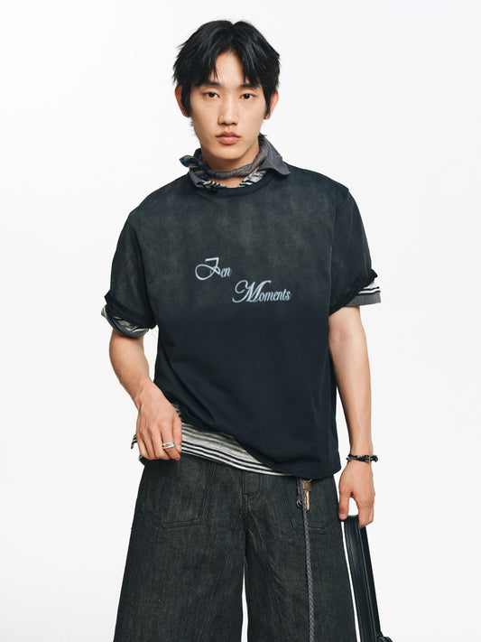 Spray-dyed lettering T-shirt