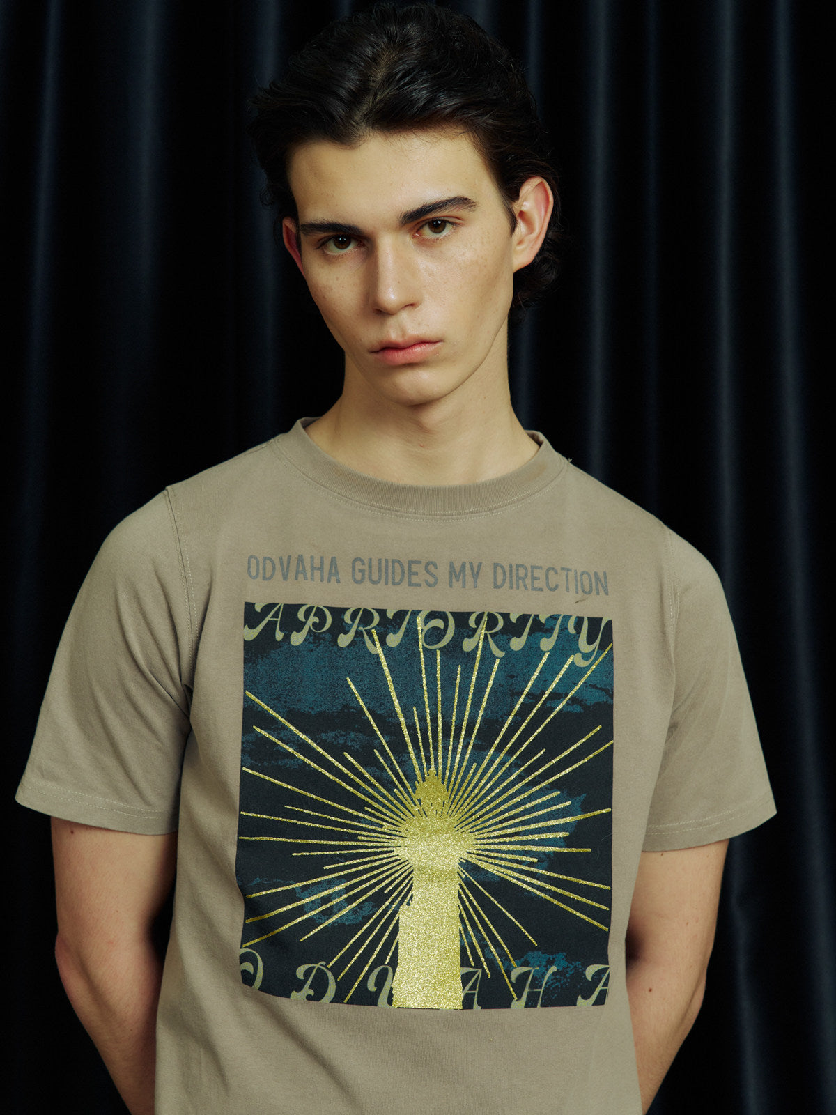 Glitter Print Distressed T-Shirt