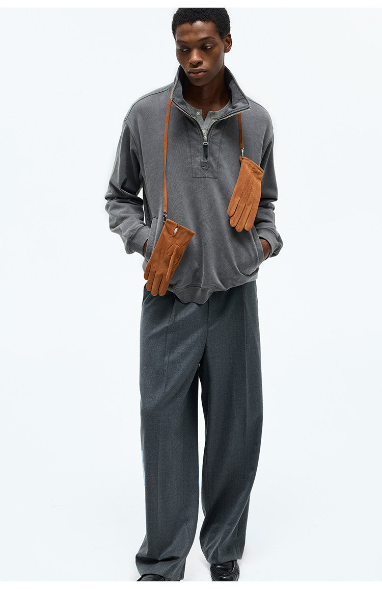 Elastic Waistband Straight Leg Casual Pants