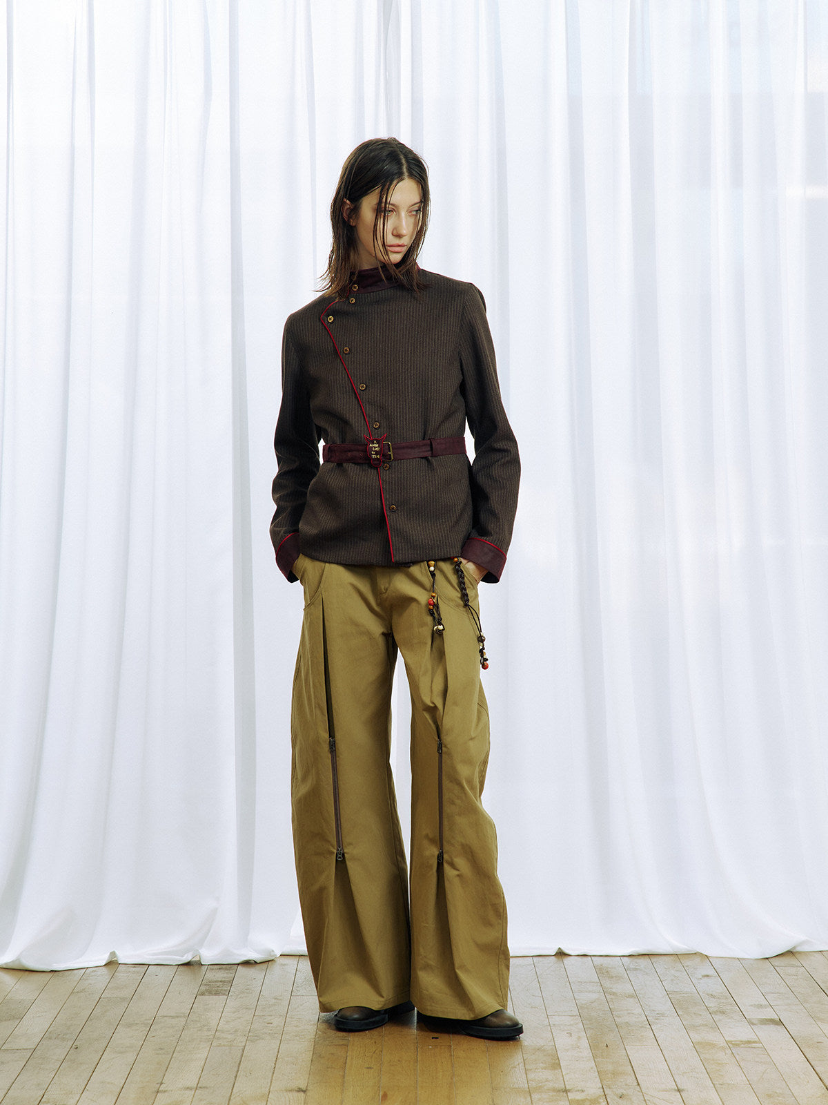 3D-Cut Double Zipper Casual Pants