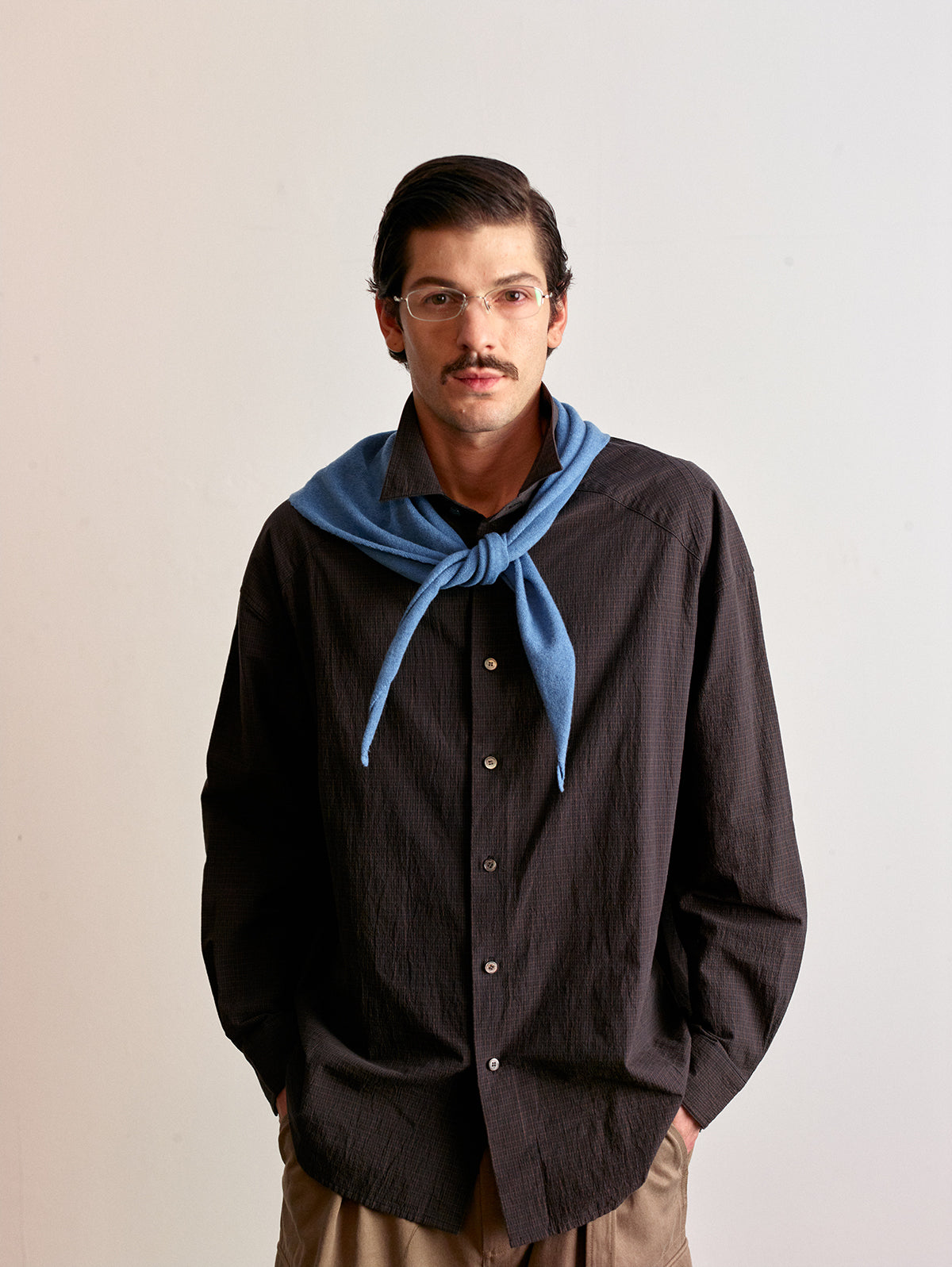 Pre-dyed fine check shirt