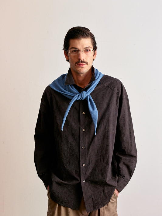 Pre-dyed fine check shirt