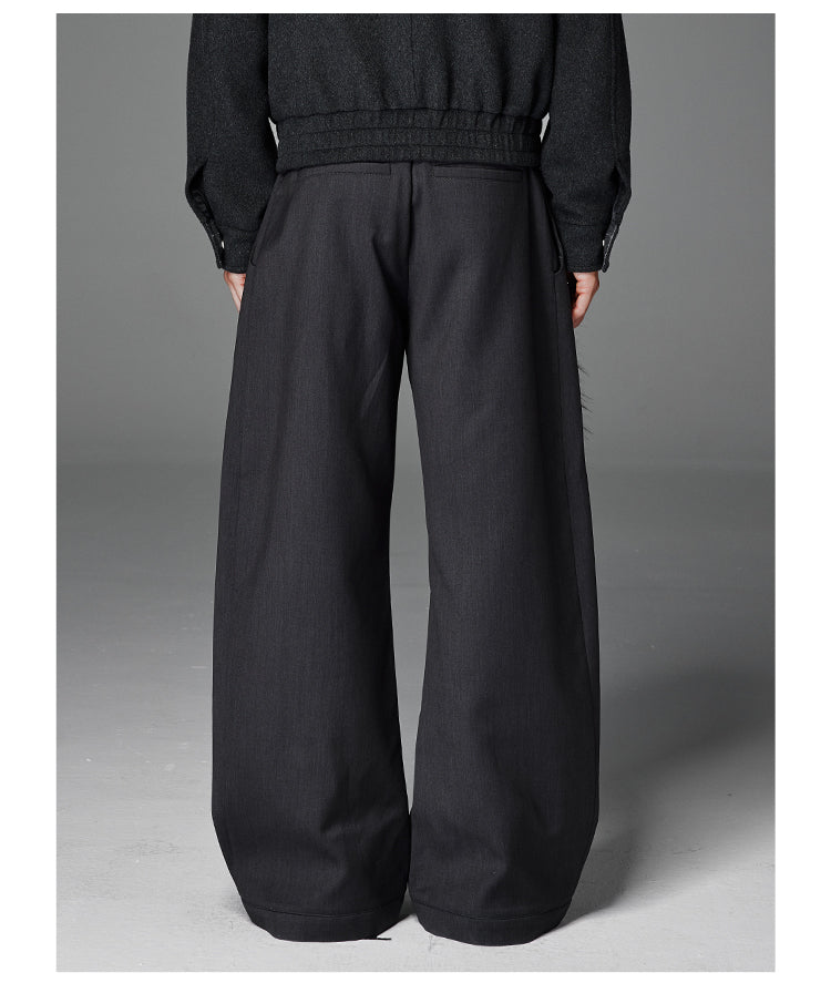 Diamond Knit Rib Pleated Casual Pants