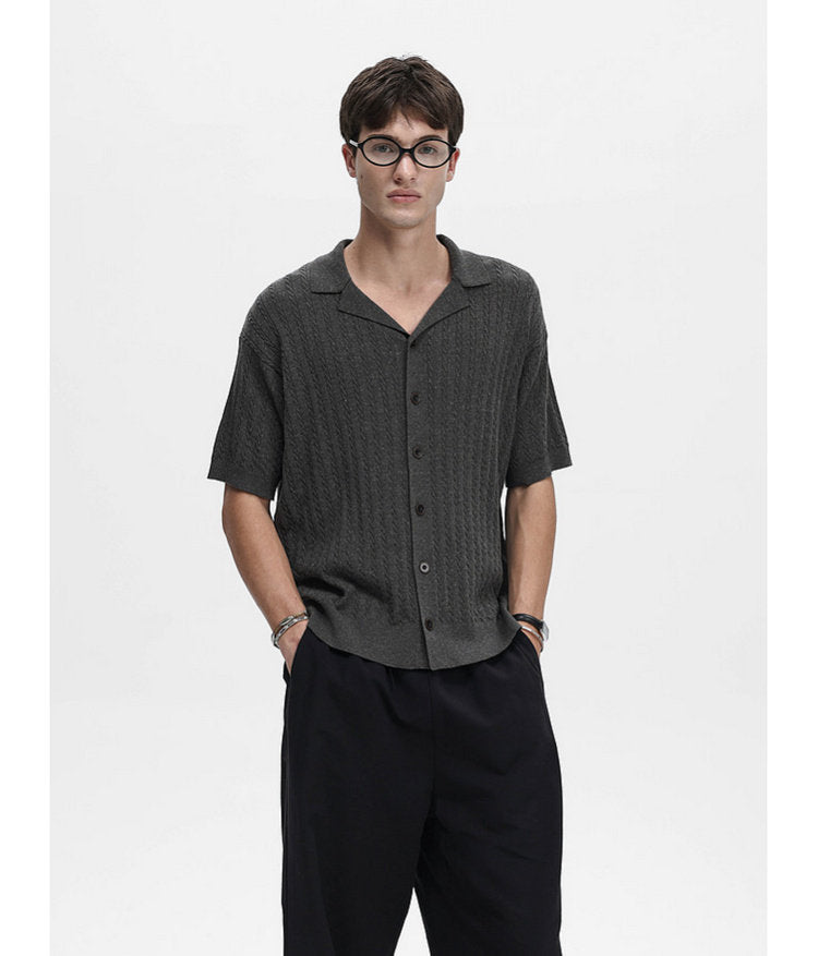 Turtleneck Button-Down Knit Shirt