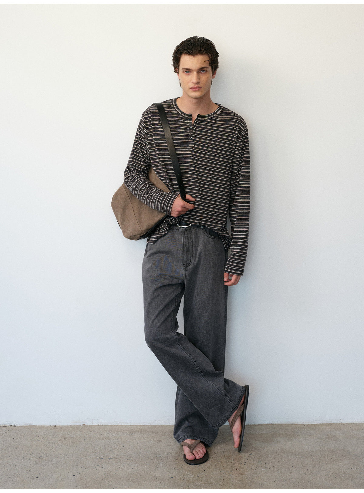 Striped Henley-Neck T-Shirt