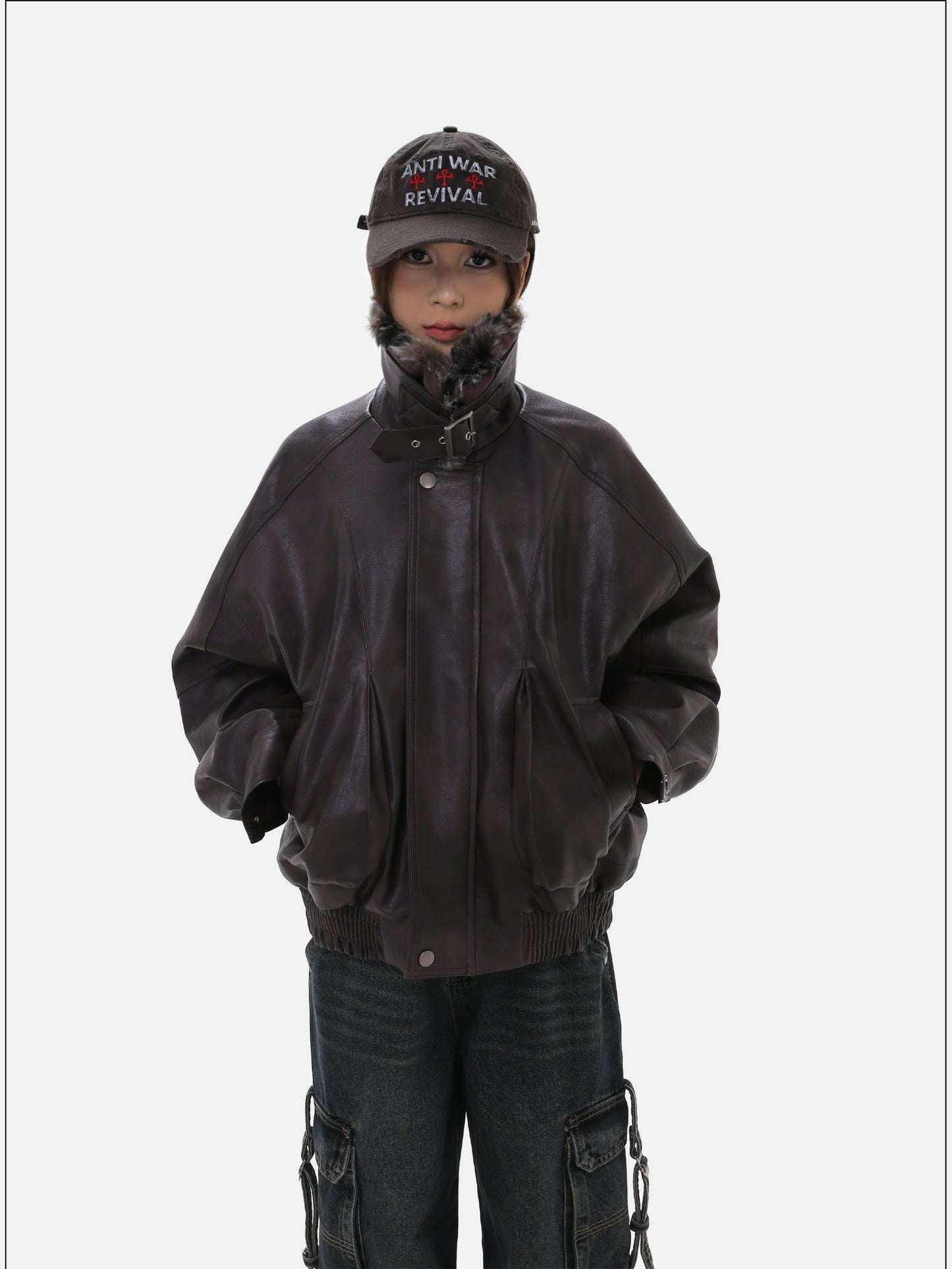 Unisex Short Quilted PU Leather Jacket