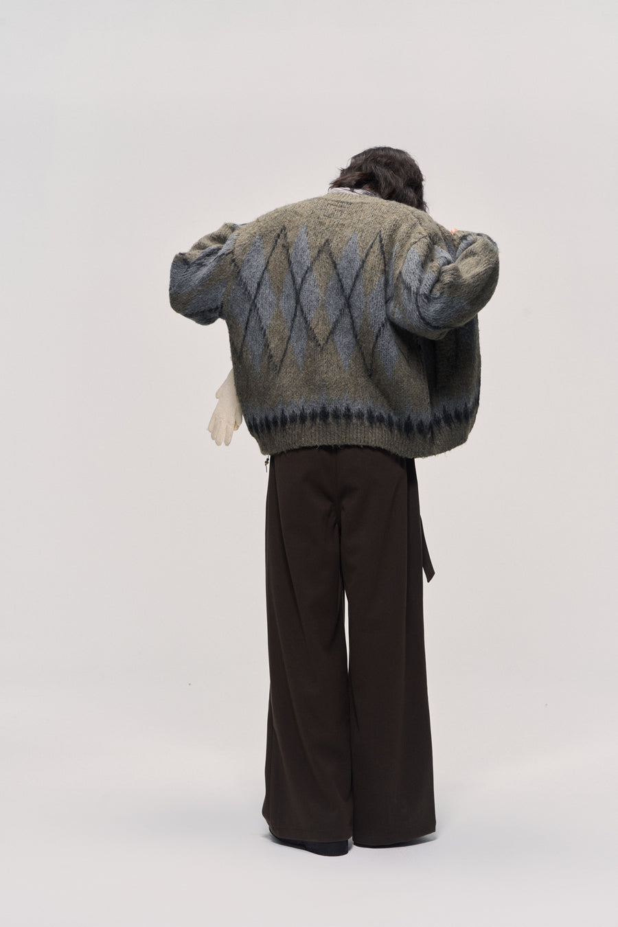 Fair Isle Wool Blend Zip Cardigan