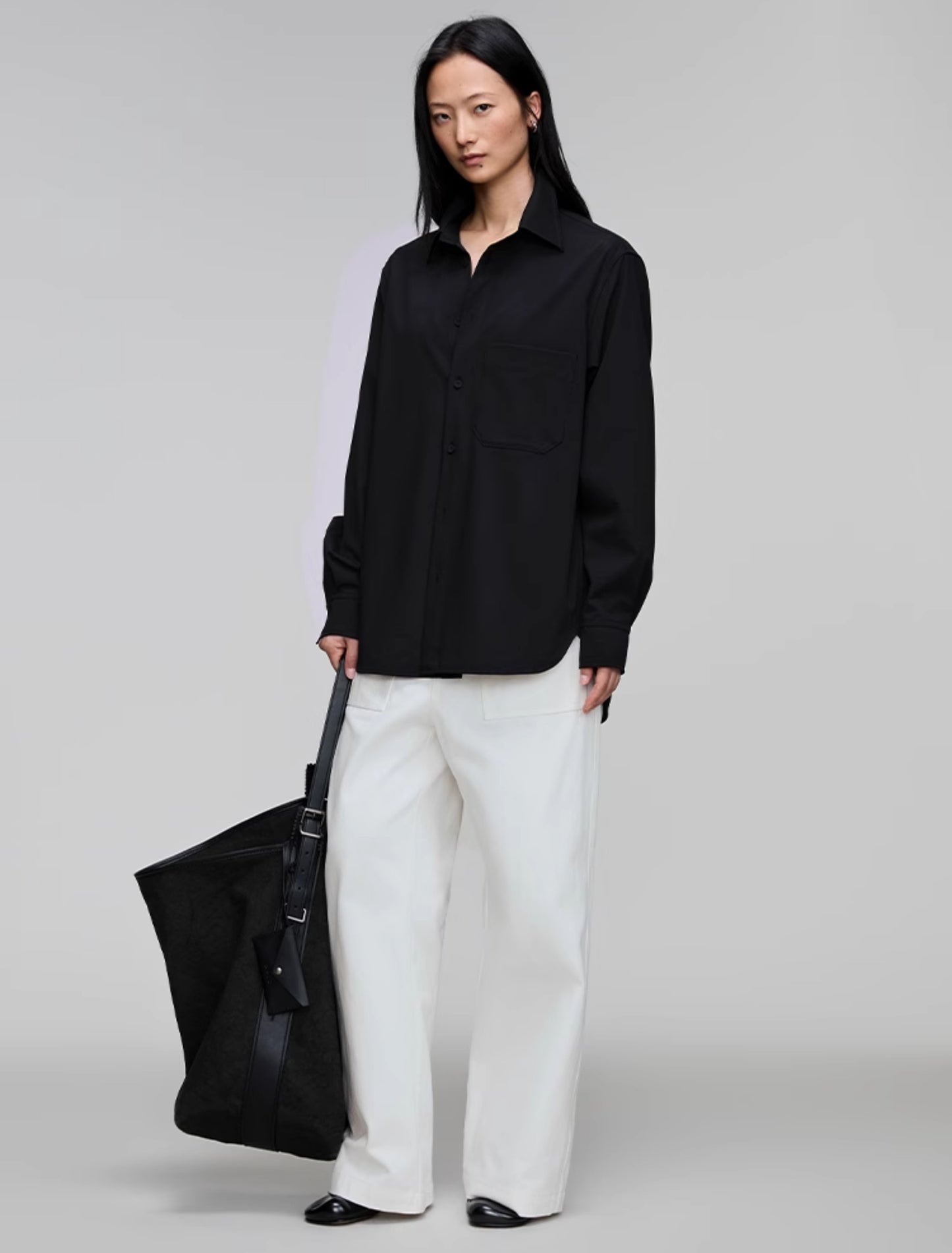 Elastic Waist Wide Leg Casual Pants