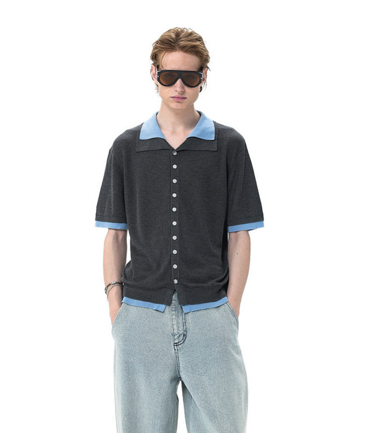 Faux Two-Piece Knit Shirt