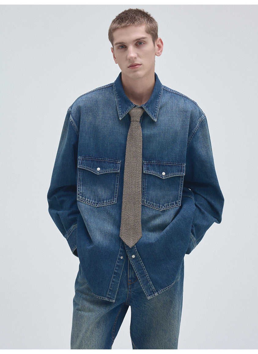 Classic Pocket Retro Denim Shirt