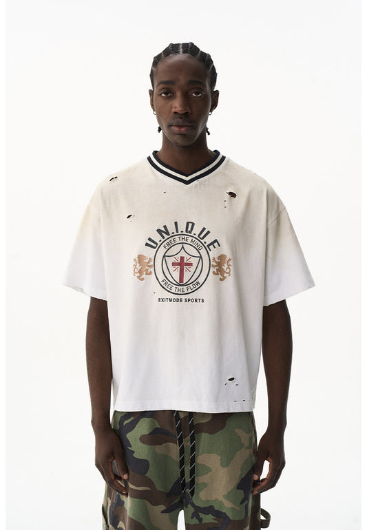 Loose Casual Sports V-Neck T-Shirt