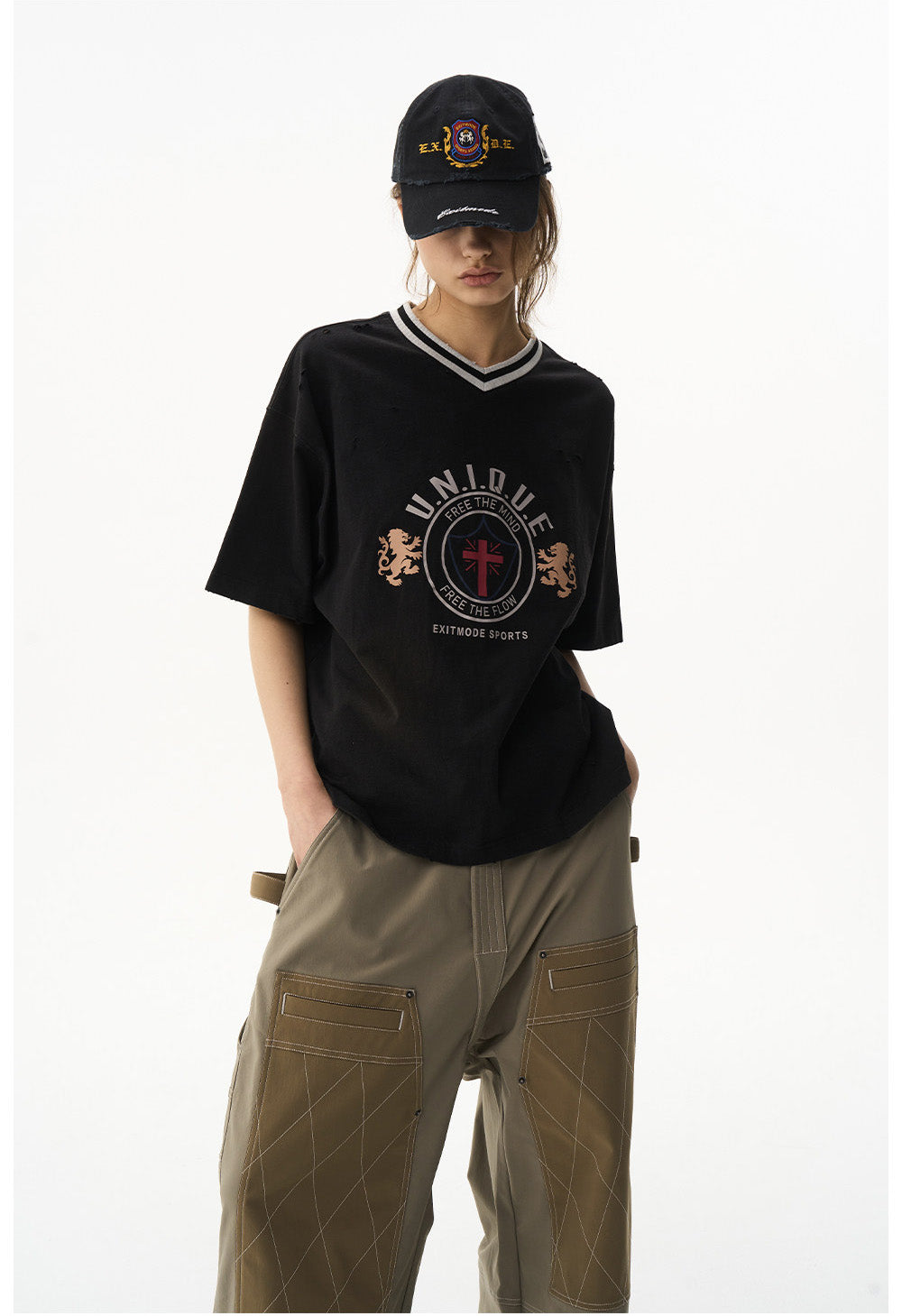 Loose Casual Sports V-Neck T-Shirt