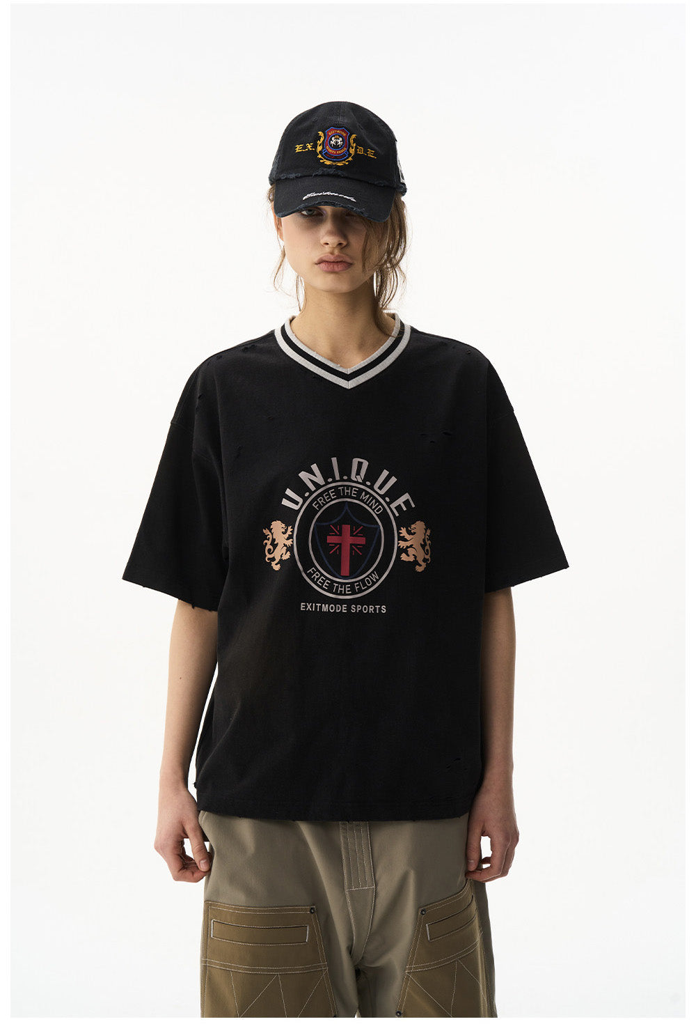 Loose Casual Sports V-Neck T-Shirt