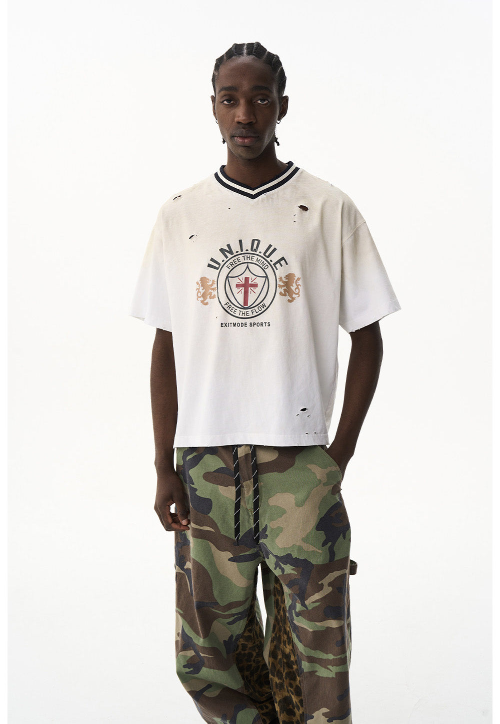 Loose Casual Sports V-Neck T-Shirt