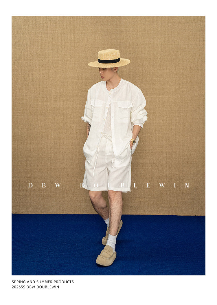 Linen-Blend Shirt Set
