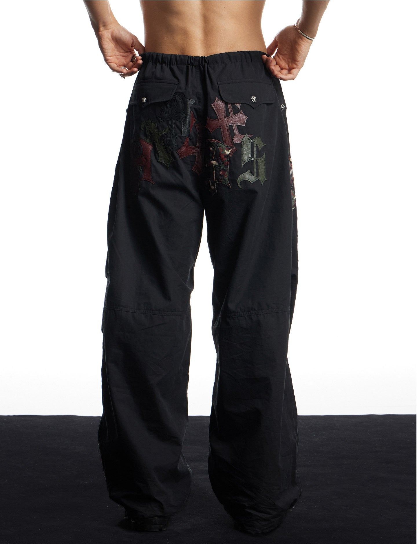 Cross-Pattern Patchwork Casual Pants