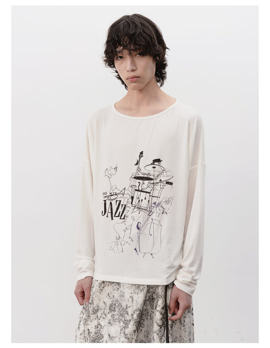 Drop shoulder printed T-shirt