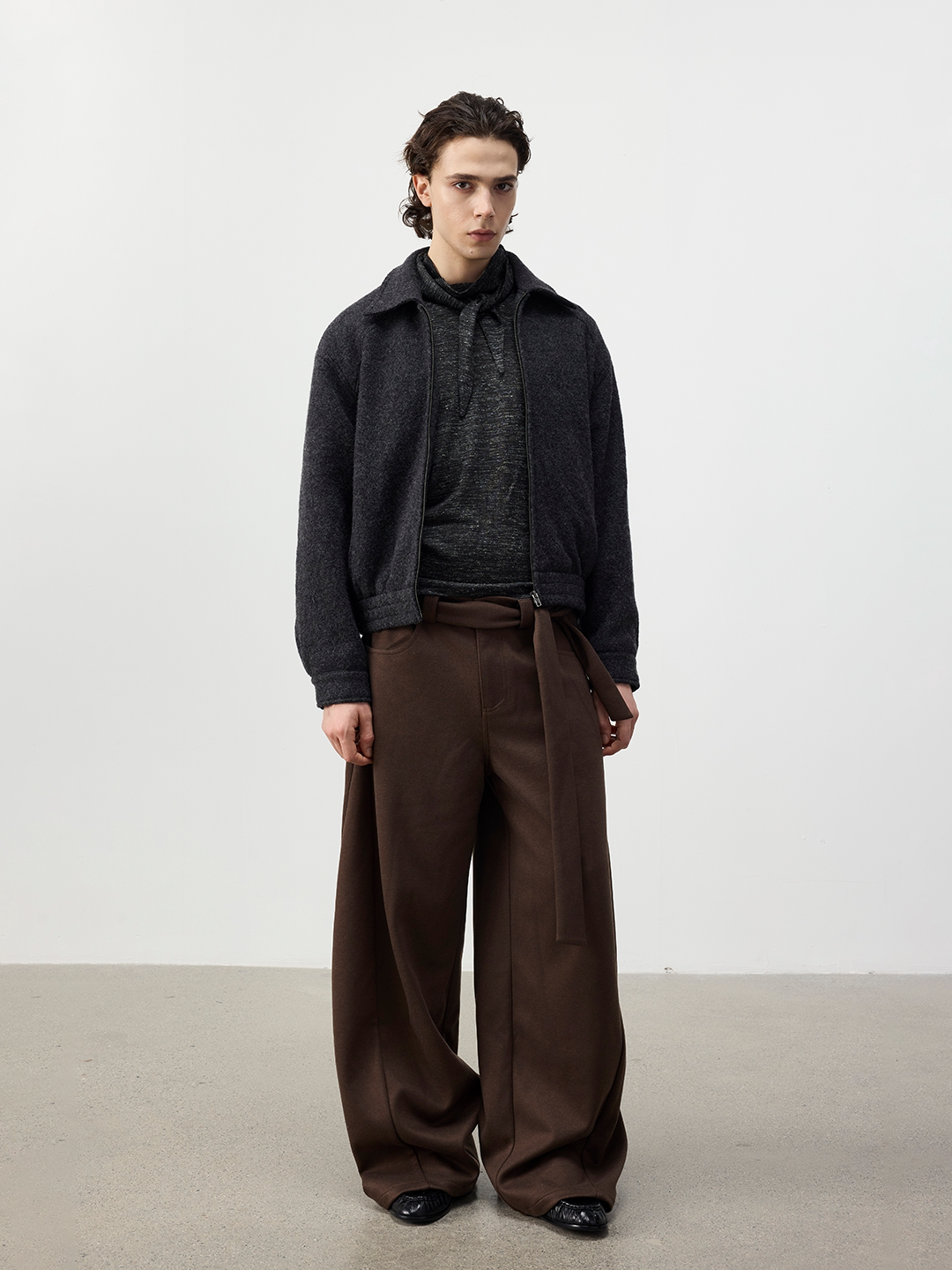 Wool-Blend Casual Pants